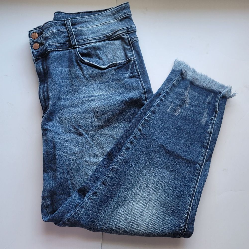 NWT New Womens Ladies KanCan Kurvy Mid Rise Ankle Skinny Denim Blue Jean Size 36